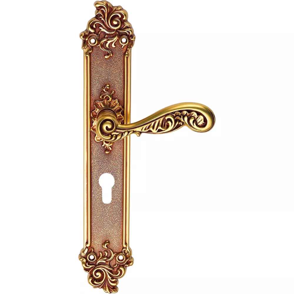 Klamka do drzwi Rococo - dlugi szyld - otwor na wkladke - wykonczenie OF